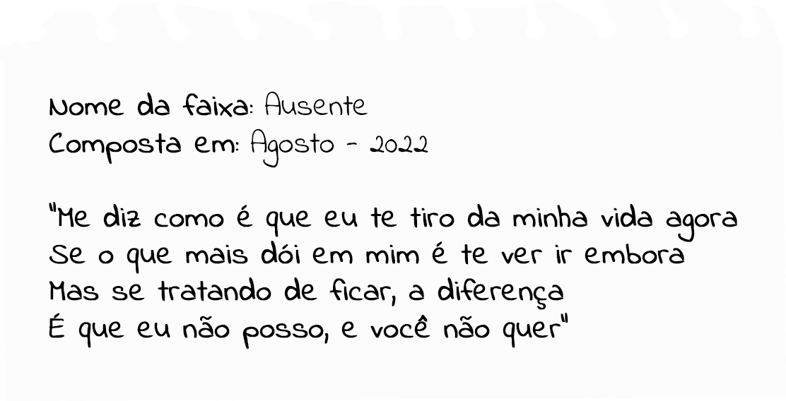 MĂşsica Ausente de Livia Lopes, composta em agosto de 2022